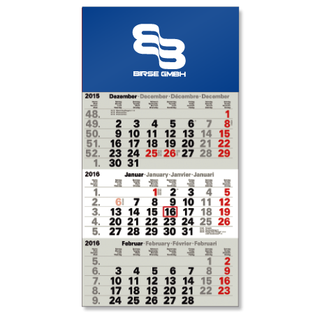 3-Monatskalender für das Folgejahr